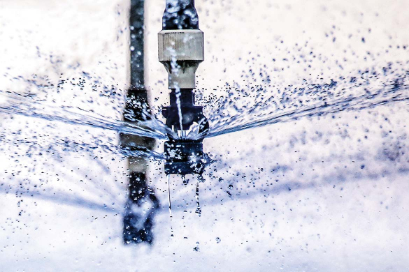 fire sprinkler distributing water