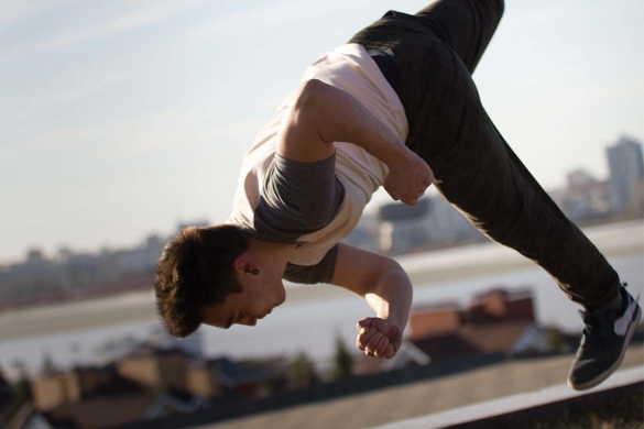 young man urban exploring