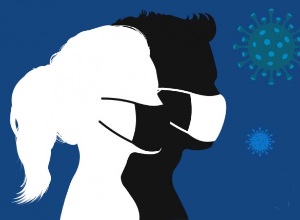 woman and man in face masks