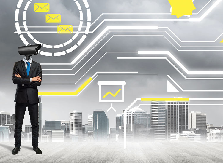 Man with CCTV head in City