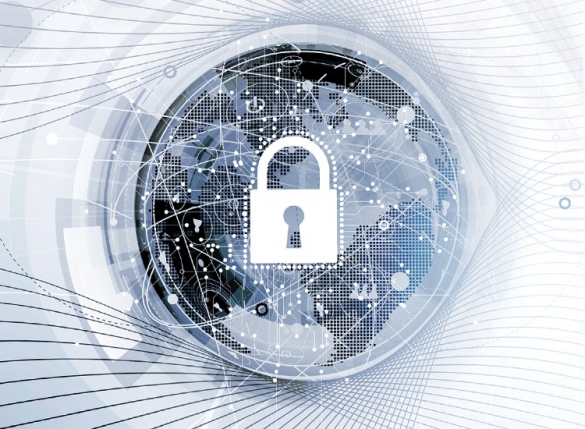 Padlock on world image