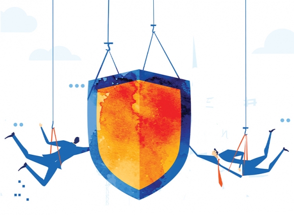 shield being supported by men