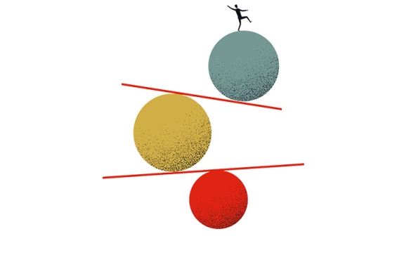 balancing risks and challenges cartoon